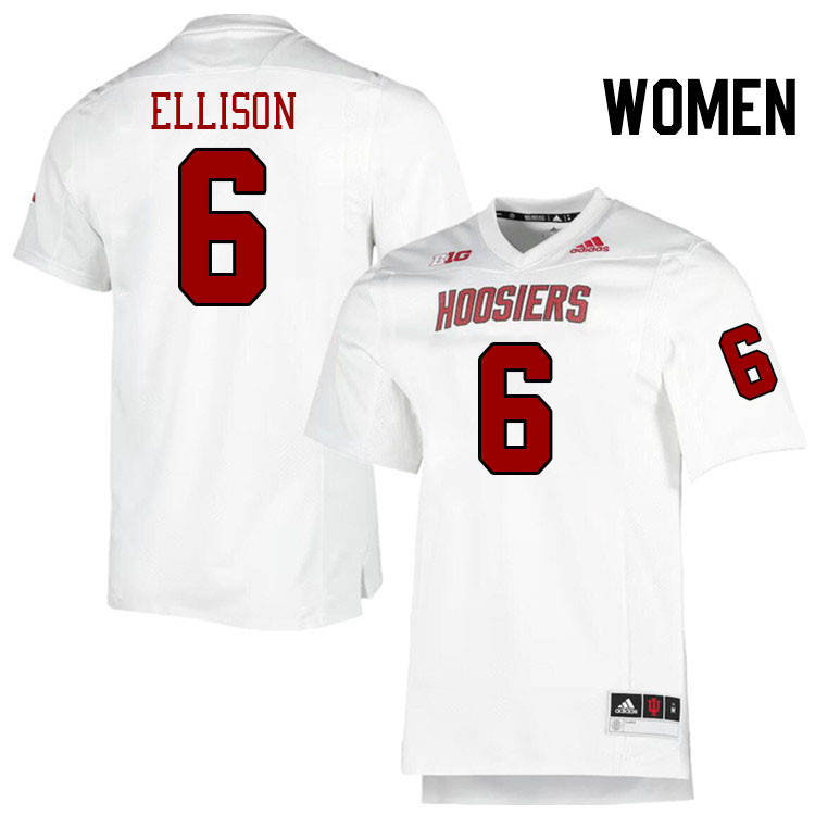 Women #6 Justice Ellison Indiana Hoosiers College Football Jerseys Stitched-Retro White